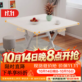 飞旺藤达折叠桌餐桌小户型家用客厅吃饭桌子户外摆摊桌子出租房便携小方桌 暖白色【60*60*50】