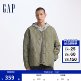 GAP男装印花logo波浪绗线外套轻薄简约风棉服619672 浅绿色 L (175/96A) 亚洲尺码 【偏大，建议拍小一码】