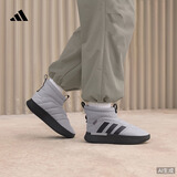adidas ADIPUFF面包鞋防滑耐磨一脚蹬柔软中高帮休闲棉鞋阿迪达斯   轨道灰/黑色 (推荐选大半码)   44.5