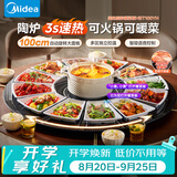 美的（Midea）暖菜板带火锅加热菜板 饭菜保温板2000w电陶炉 家用多功能餐桌转盘自动旋转热牛奶HBT100YH