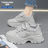 唐狮（TonLion）老爹鞋女鞋2026秋冬季厚底休闲鞋子女士增高运动小白鞋女 灰色 38