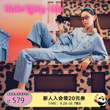野兽派家居（tbh）三丽鸥Hello Kitty天丝棉家居服套装可外穿睡衣 长款 牛仔豹纹 S