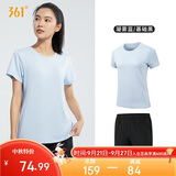 361°运动套装女夏季新款跑步休闲短袖短裤两件套瑜伽服662414001H-5