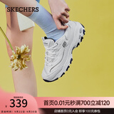 斯凯奇（Skechers）女鞋秋季小白熊休闲鞋子厚底增高百搭运动软底老爹鞋 白色/海军蓝色/WNV 37 【正码正拍】