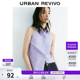 UR2026夏季新款女装撞色条纹系带无袖开襟衬衫UYU260013+ 浅紫条纹 S
