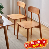 远舰餐椅全实木椅子家用餐桌椅子中古风原木风奶油风餐厅靠背椅书桌椅 整装发货 樱桃木色+纯实木座板 1把（整装发货免安装 两把起发）