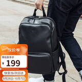 高尔夫（GOLF）双肩包男士软皮商务休闲背包大容量学生书包电脑出差旅行包 黑色