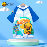 B.Duck小黄鸭儿童浴袍 可爱小鸭游泳沙泉宝宝吸水速干短袖开衫连帽浴巾