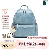 百思图春夏商场同款通勤大容量双肩背包书包短途旅行包女TY063CX5 蓝色TY063CX5 F
