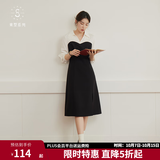 独束【束型系列】大码郁金裙双版型拼接连衣裙女新款显瘦气质裙子 常规梨形- M (尺码：1) 拍前和客服确认尺码