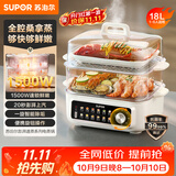 苏泊尔（SUPOR）电蒸锅蒸锅18L家用大容量多功能电蒸箱澎湃速蒸透明可视0涂层不锈钢蒸片蒸笼ZN30FK689