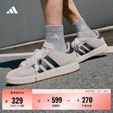 adidas 面包鞋 GRAND COURT BASE 00s休闲板鞋平底鞋男女阿迪达斯   矾土棕/黑色/汉玉白   40
