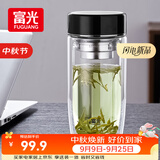 富光双层玻璃杯泡茶杯大容量茶水分离杯高硼硅水杯子男士礼盒装390ml