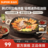 苏泊尔（SUPOR）电烧烤炉露营烤肉锅烧烤电烤炉烤盘电烤盘家用烤肉炉烤串烤肉一体机大功率轻油少烟大容量不粘烤盘 【快慢分区烤】可拆探温棒餐后易洁 1层