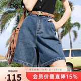 百图betu女装夏季新款牛仔裤高腰百搭显瘦A版牛仔短裤女2403T82 牛仔色 L