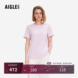 AIGLE艾高轻奢短袖T恤春夏经典款DFT户外速干透汽上衣抗菌女 薰浅粉红 AT496 L (170/92A)