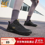 361°运动鞋男鞋秋季新品防泼水皮革面跑步鞋轻质耐磨革网透气黑色鞋子 曜石黑/皇冠金【皮革面防泼水】 42