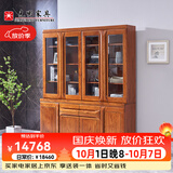 光明家具 实木书架北美红橡木书架现代中式带门书架书房家具 6373 四门书柜-6373-180