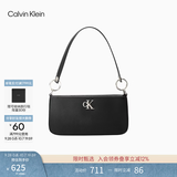 Calvin Klein女包优雅休闲通勤风ck金属字母拉链单肩包腋下包法棍包礼物 4F3458G-UB1-太空黑 OS