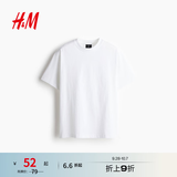 H&M男装女装T恤春季重磅柔软舒适美式潮流情侣装短袖上衣0608945 白色 XL 180/116（建议尺码拍小一码）