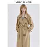 VEGA CHANG风衣女中长款2026年秋新款雅丹风百搭时尚外套 鹭茶色 XS