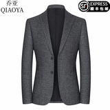 乔亚意大利轻奢潮牌羊毛西服男秋冬新款中青年商务休闲西装外套男 2835-浅灰色【免烫抗皱】 XL 180码/50【建议140-155斤】