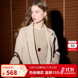 三彩【宋轶同款】【100绵羊毛】2025冬季新款双面呢大衣中长毛呢外套S 燕麦色 XL 170/92A