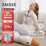 嫚熙（EMXEE）秋冬牛油果半边绒月子服加绒产妇哺乳孕妇睡衣家居服幸运鹅 紫色L