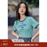 茵曼（INMAN）潮趣印花女装圆领短袖T恤修身显瘦套头短款2026夏季新款上衣 天蓝色 -18525987 S