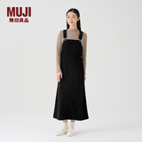 MUJI女式 灯芯绒 背带裙中长款连衣裙半身裙女秋款裙子美拉德BE10CC3A 黑色 S （155/62A）