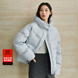 太平鸟女装羽绒服连帽泡芙冬保暖面包服外套 蓝色短款 XS