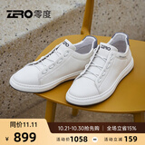 零度Zero板鞋男低帮大码小白鞋新款百搭真皮柔软户外休闲皮鞋子男 米白 39 【皮鞋尺码】