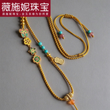 薇施妮（WEISHINI）手工编织双耳如意吊坠挂绳编绳项链男女款黄金翡翠锁骨链 金色蝴蝶项链  A25-303