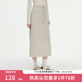 范思蓝恩半拉领廓形落肩加绒加厚重磅卫衣女冬季2024新款14491 燕麦灰半身裙 XL