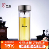 希诺双层抗菌玻璃杯办公车载水杯男高档泡茶杯子中秋节礼物XN-9607K