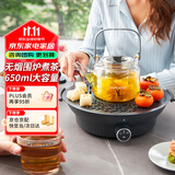 摩飞电器（Morphyrichards）全玻璃 养生壶 围炉煮茶电陶炉煮茶器煮茶炉多功能泡茶蒸茶器不挑器具 0.65L MR6083灰
