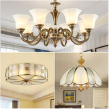 可洛 欧式吊灯客厅灯全铜餐厅灯美式复古灯具卧室灯别墅楼梯灯饰 三件套（A5）包安装