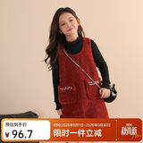 LUSON陈大猪女童背心裙2026秋冬新款拜年礼服儿童连衣裙红色