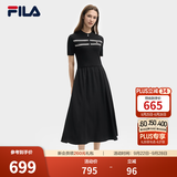 FILA斐乐连衣裙女士简约美学时尚休闲简约修身短袖连身裙舒适百搭 正黑色-BK M 165/84A/M