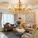 青铜时代 客厅吊灯欧式吊灯全铜客厅美式大厅卧室餐厅吊灯客厅灯中山灯具 全铜10头吊灯