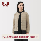 MUJI女式轻量羽绒便携式无领夹克羽绒服女款长袖25年冬季女装外套轻薄 浅米色 S （155/80A）