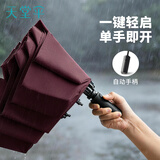 天堂伞 全自动雨伞三折 雨伞一键开收全自动伞 深栗红