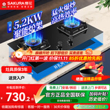 樱花（SAKURA）燃气灶天然气灶煤气灶双灶液化气灶具猛火炉灶台式嵌入式两用5.2KW大火力 【升级5.2KW天然气】JZT-B9209