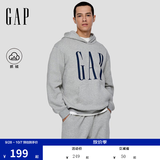 GAP男女装秋季logo印花抓绒宽松套头连帽衫卫衣786923 浅灰色 2XL (185/104A) 亚洲尺码
