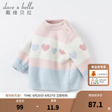 戴维贝拉（DAVE＆BELLA）女童毛衣半边绒儿童针织衫女秋季幼儿线衣小童秋装幼童线衫打底衫 粉色 80 cm（建议身高73-80cm）