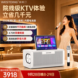 威斯汀350 家庭ktv音响k歌一体机点歌机折叠显示屏歌词音响+K歌双麦+双重低音+内置电池家用户外一步到位