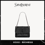 YSL圣罗兰 女士NIKI中号复古皮革手袋ysl包包女包 黑色 U