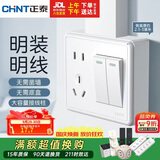 正泰（CHNT）明装开关插座面板 1c系列 二开双控五孔