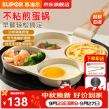 苏泊尔煎蛋锅煎蛋神器早餐锅鸡蛋汉堡锅蛋堡煎饼锅四孔煎锅平底锅不粘锅 四件【三件+防烧黑导热板】 19cm