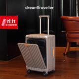 梦旅者（Dream traveller）大容量行李箱万向轮多功能拉杆箱前开盖旅行箱男女 20英寸暖灰色